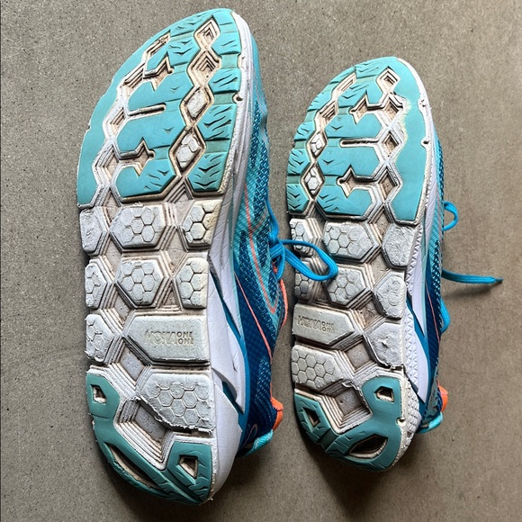 Hoka Clifton 3 Women’s Blue and Orange Sneakers sz 8.5 - Picture 3 of 8